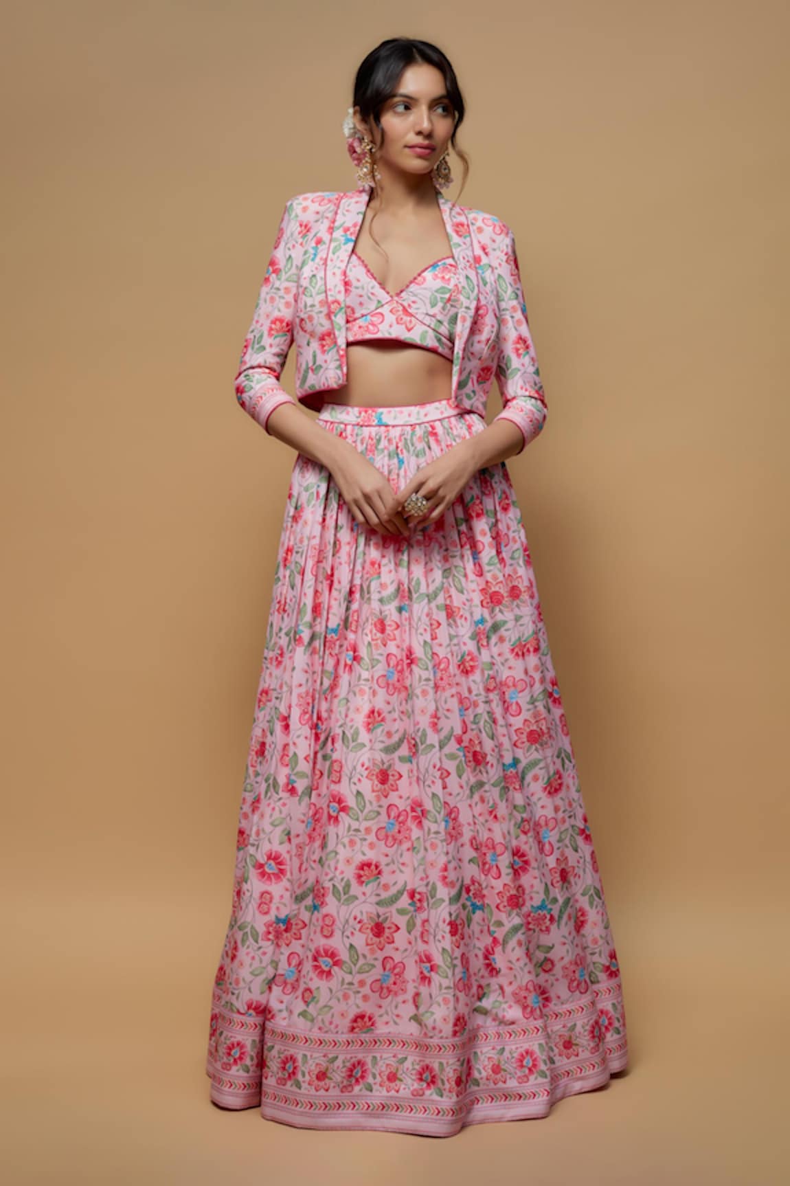 wildflower by krishna Wildblossom Print Jacket Lehenga Set