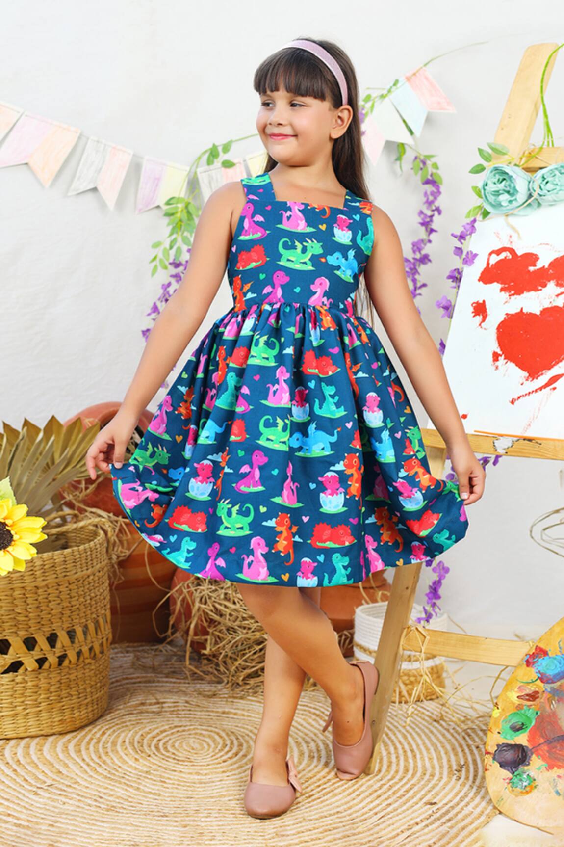JILMIL DREAMWEAR Cotton Dinosaur Print Dress 
