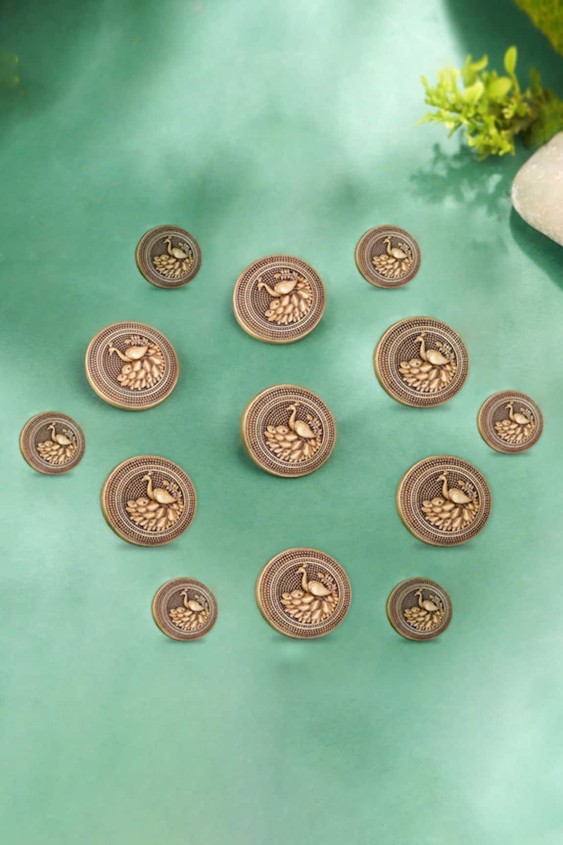 Cosa Nostraa Minimalist Peacock Buttons Set Of 13