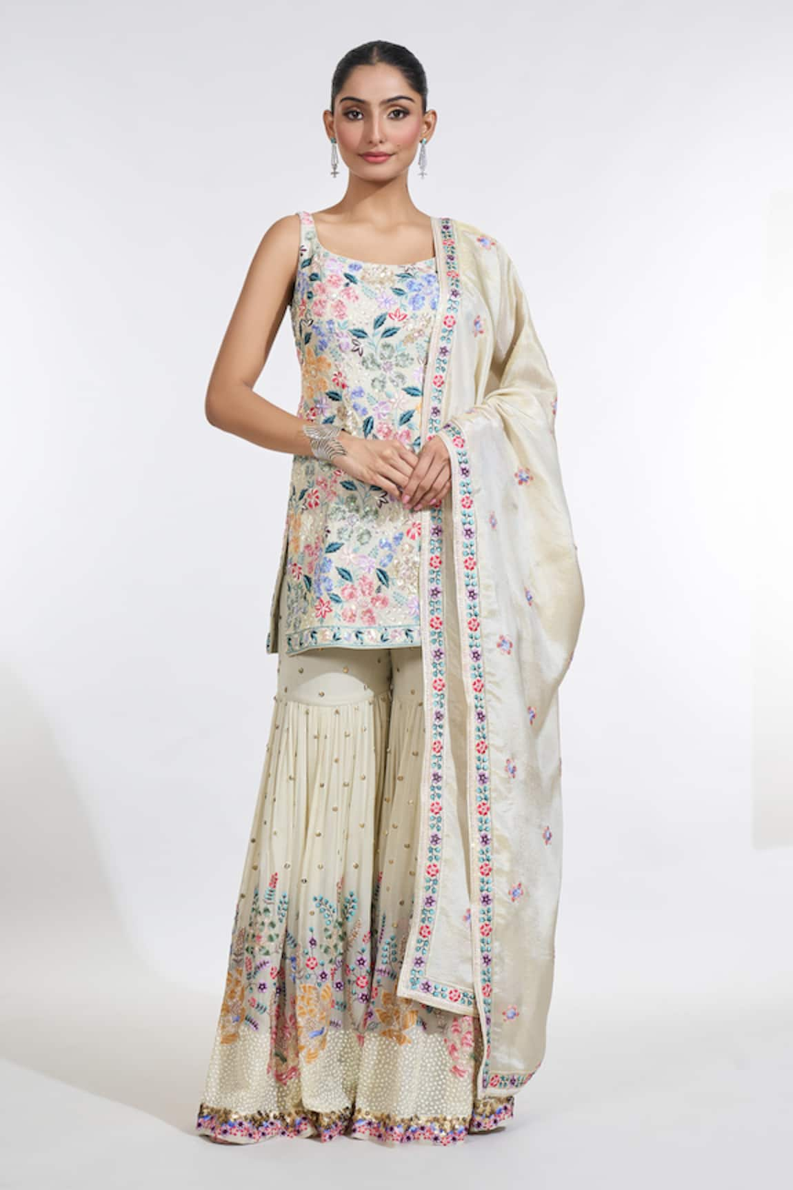 MeenaGurnam Embroidered Kurta Sharara Set