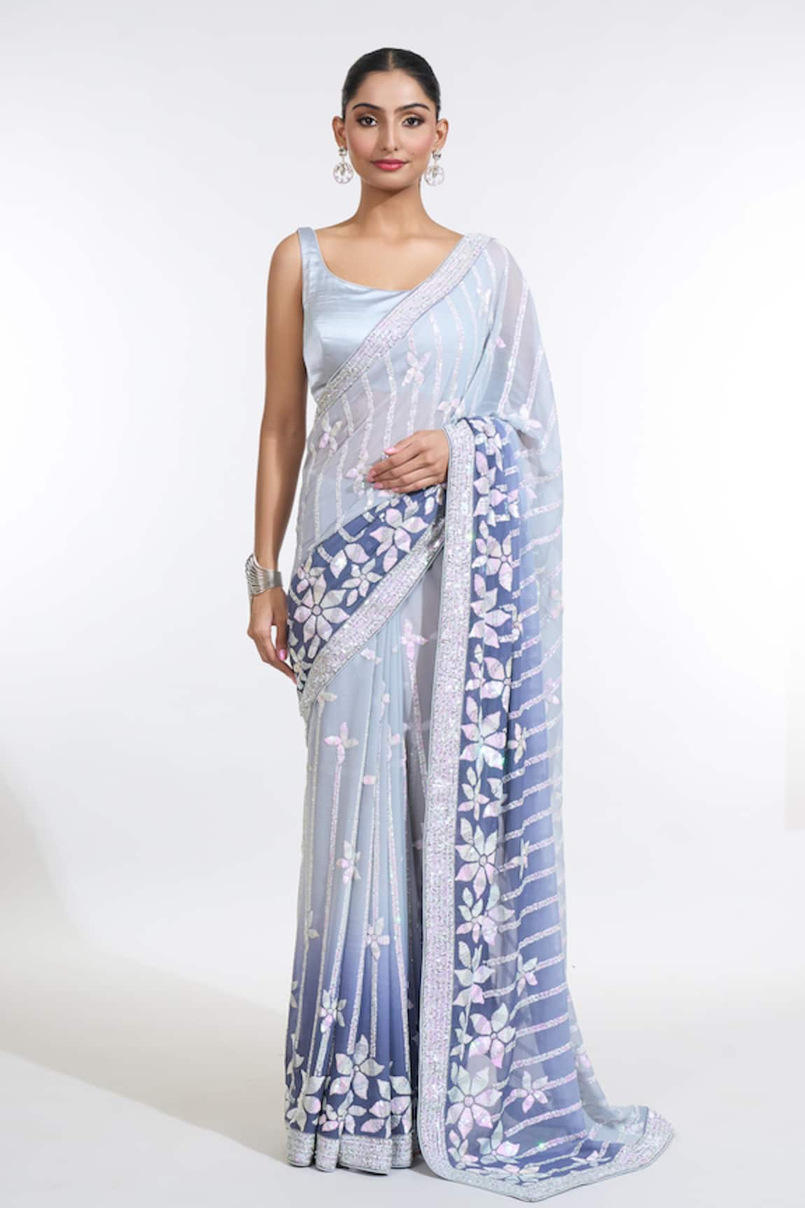 MeenaGurnam Ombre Embroidered Saree With Blouse