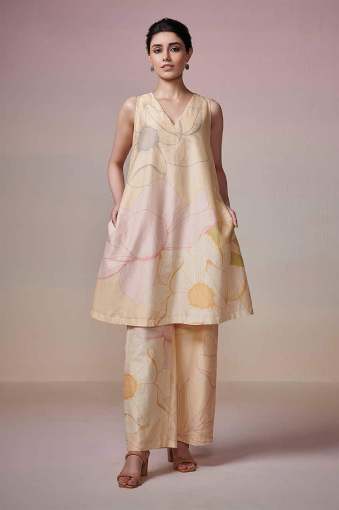 Dressfolk Bliss Floral Print Chanderi Kurta & Pant Set