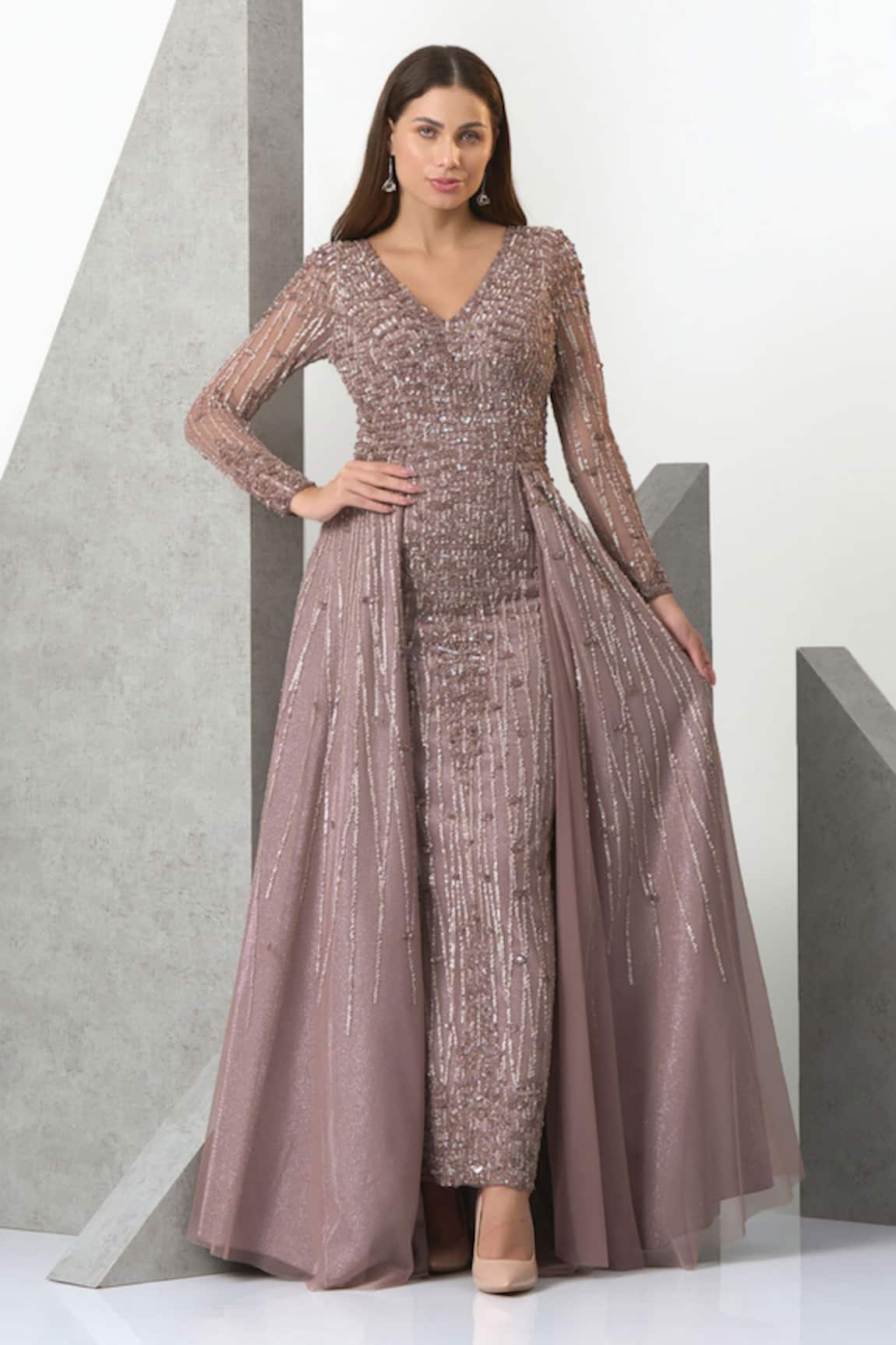 Eli Bitton Hand Embroidered Trail Gown