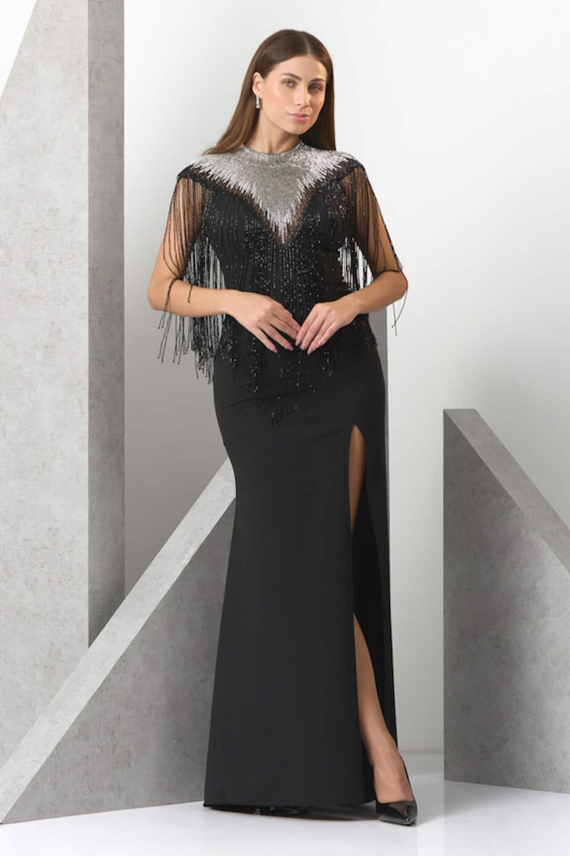 Eli Bitton Beads Hand Embroidered Gown