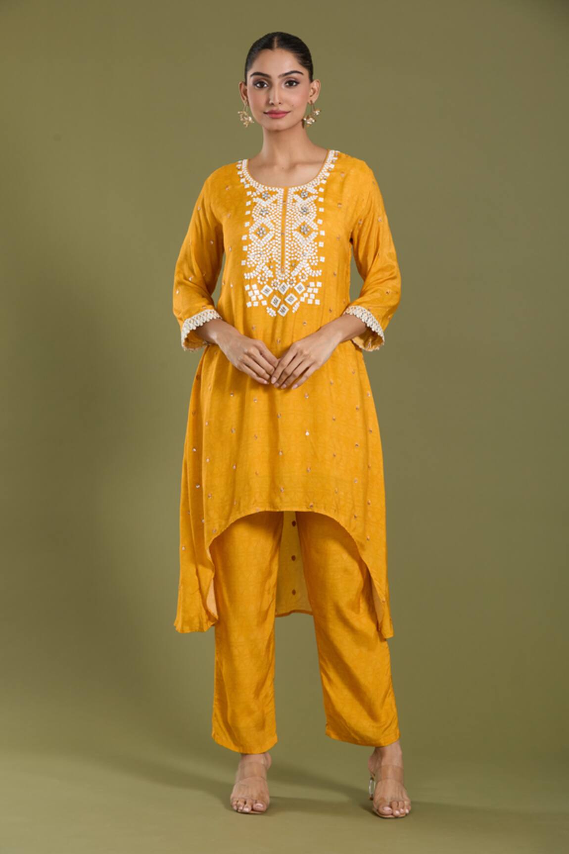 Amani Sequin Applique Embroidered Kurta & Pant Set