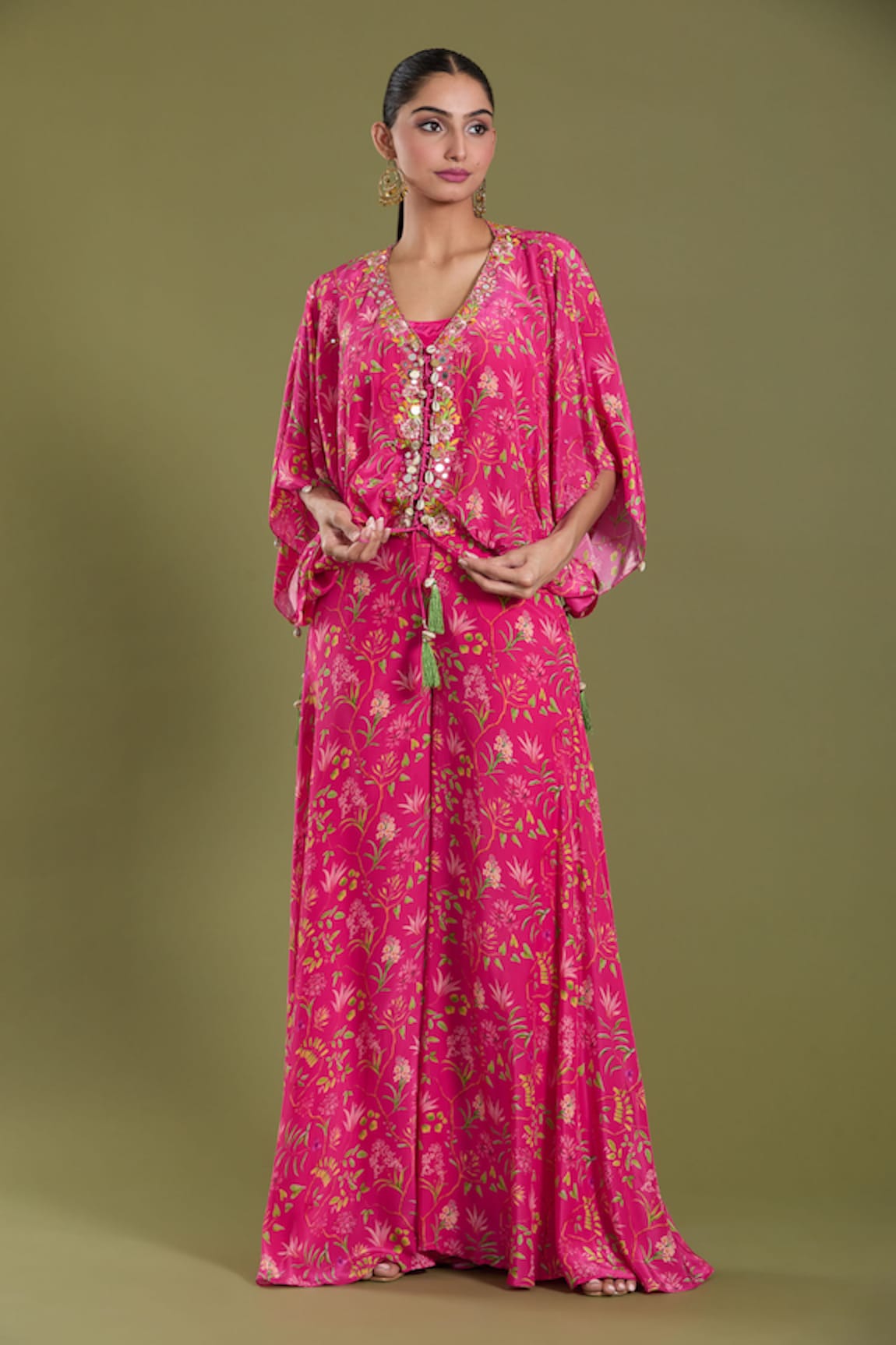 Amani Floral Print Kaftan Flared Pant Set