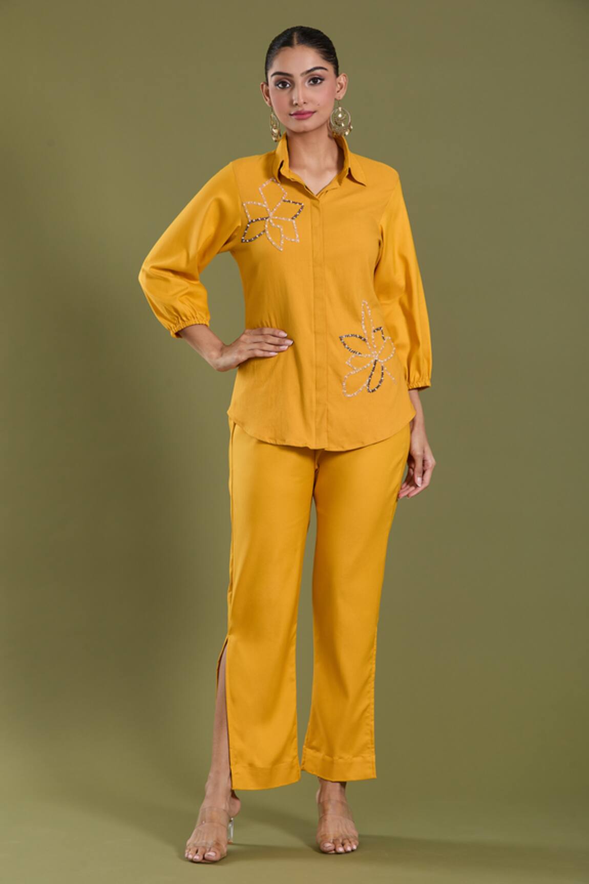 Amani Bead Embellished Shirt & Pant Set