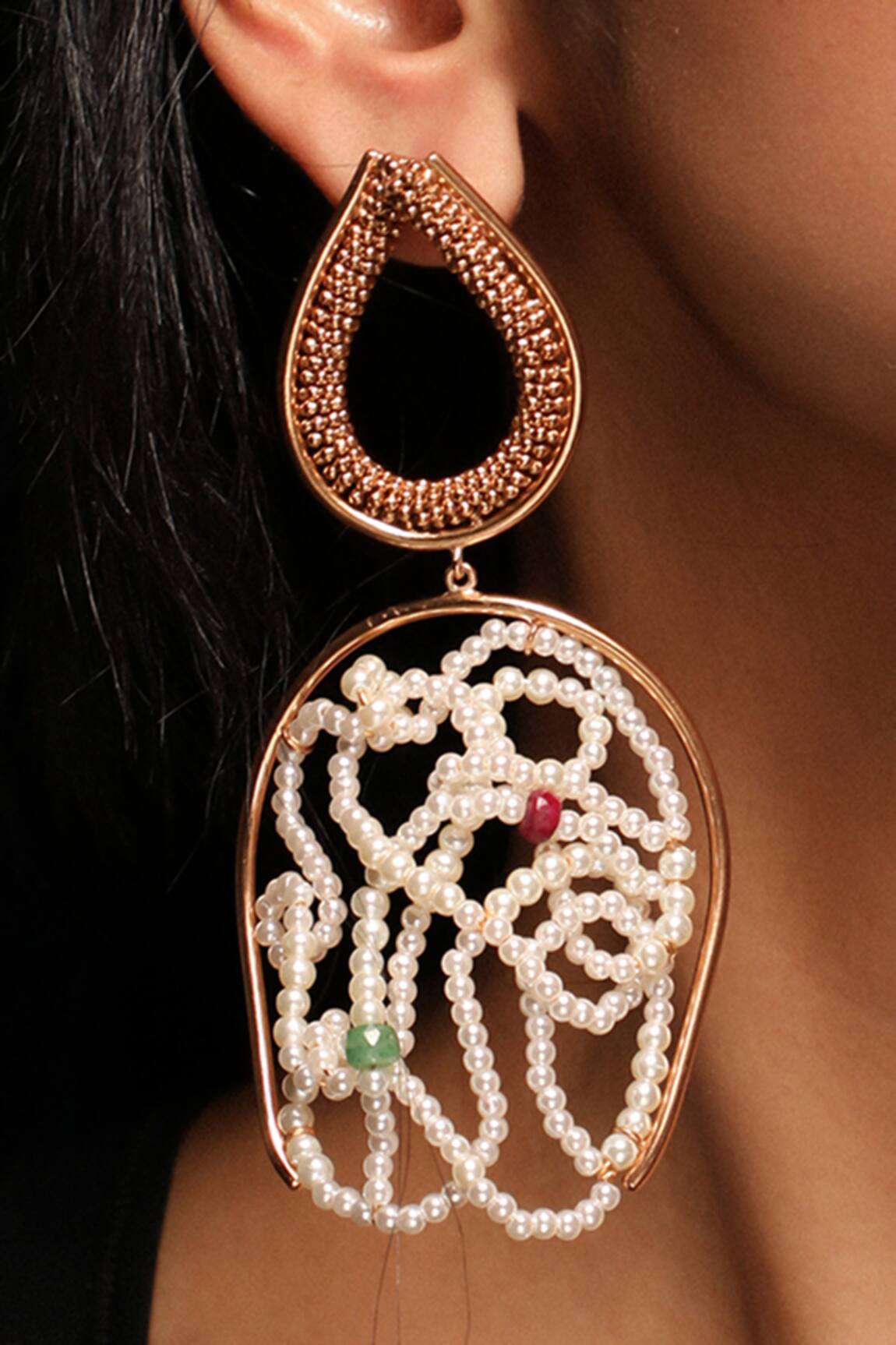 Suhani Pittie Pearl Cloud Embellished Drop Earrings 