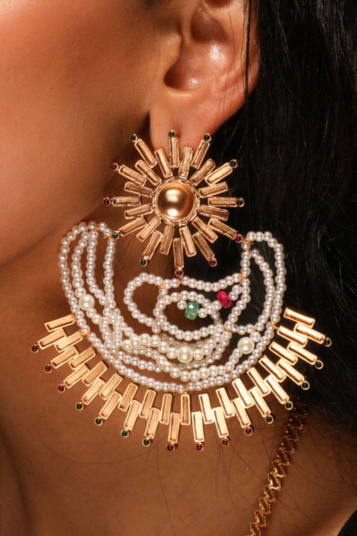 Suhani Pittie Sun Beam Pearl Cloud Earrings 