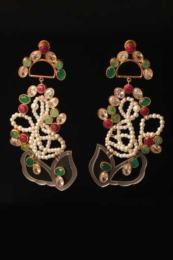Suhani Pittie Moon Flower Stone Earrings 