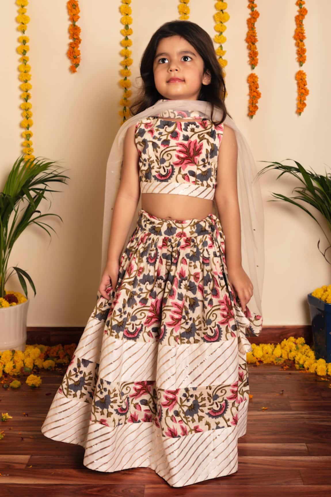 POMCHA JAIPUR Garden Rose Print Lehenga Set