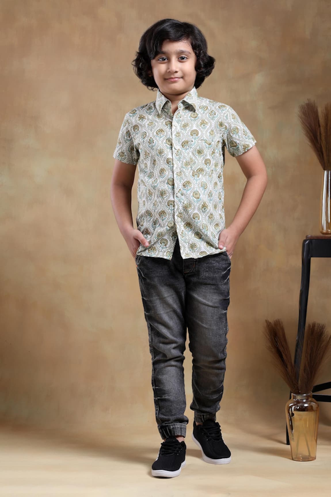 POMCHA JAIPUR Bachpan Paisley Hand Block Print Shirt