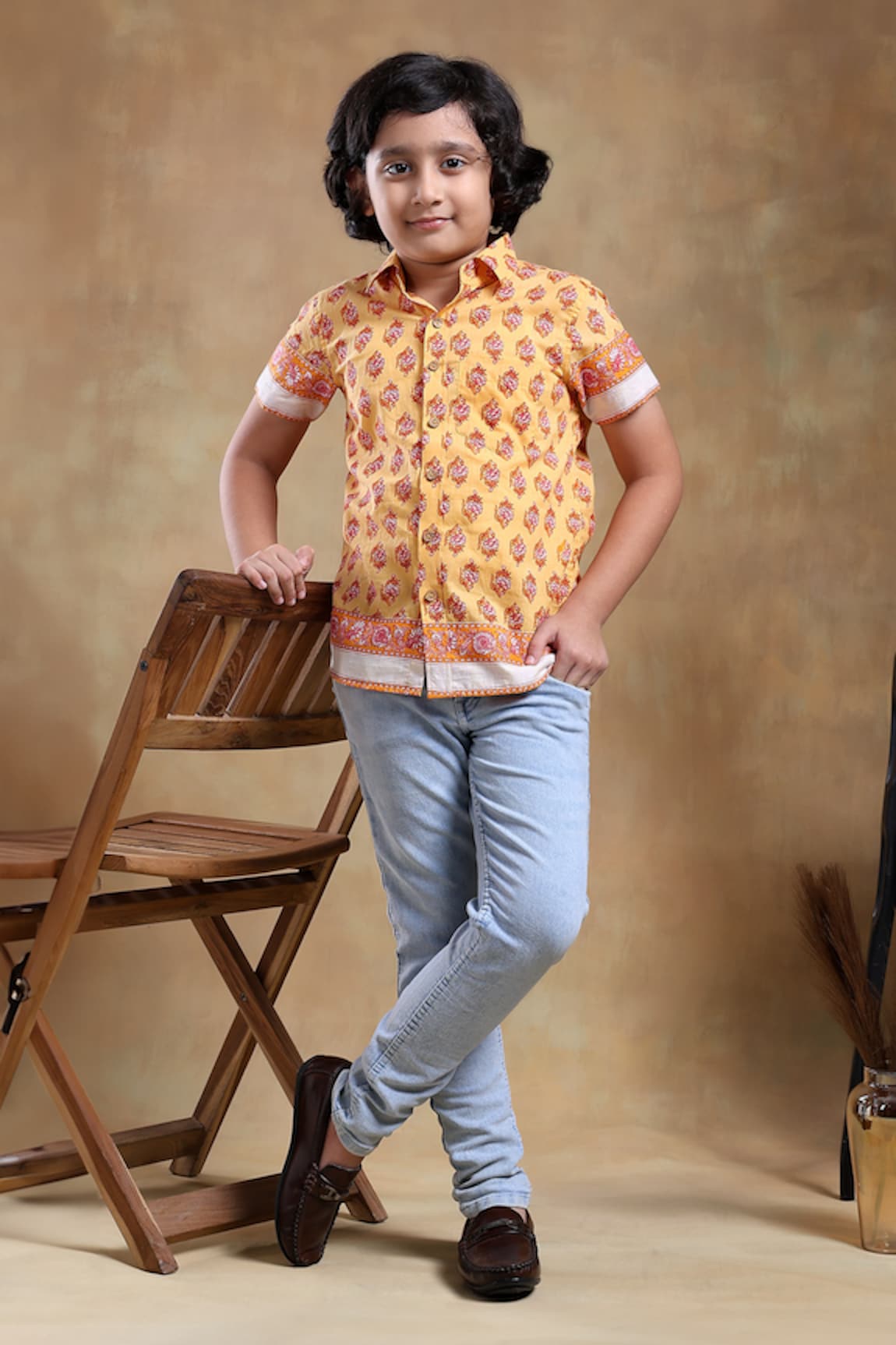 POMCHA JAIPUR Bachpan Mogra Hand Block Print Shirt