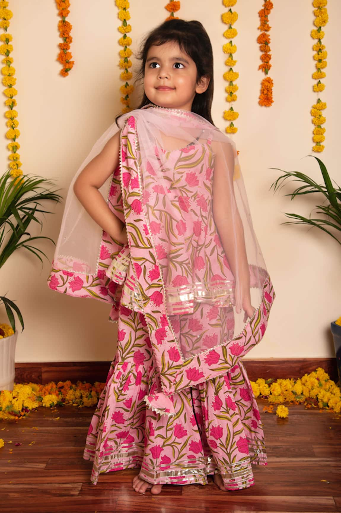 POMCHA JAIPUR Bachpan Nazakat Peplum Kurta Sharara Set