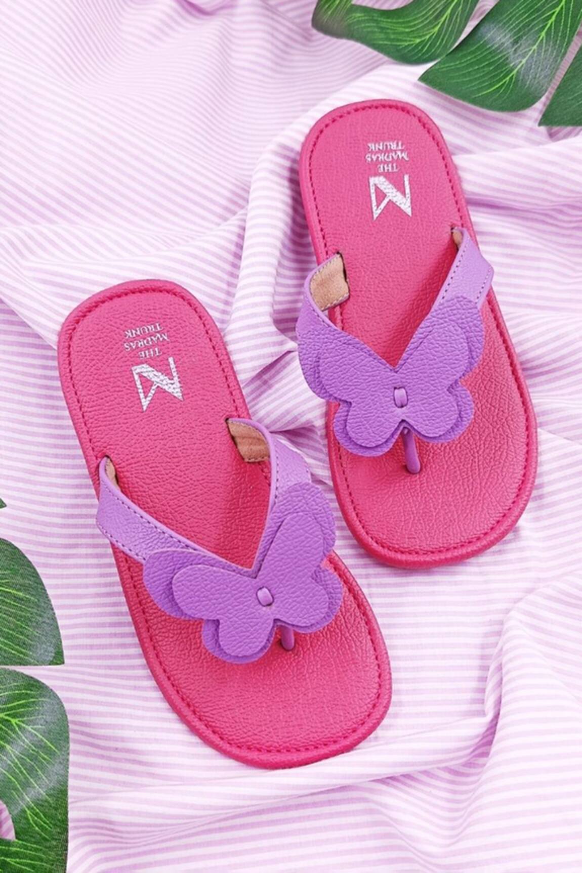 The Madras Trunk Fluffy Butterfly Strap Sandals