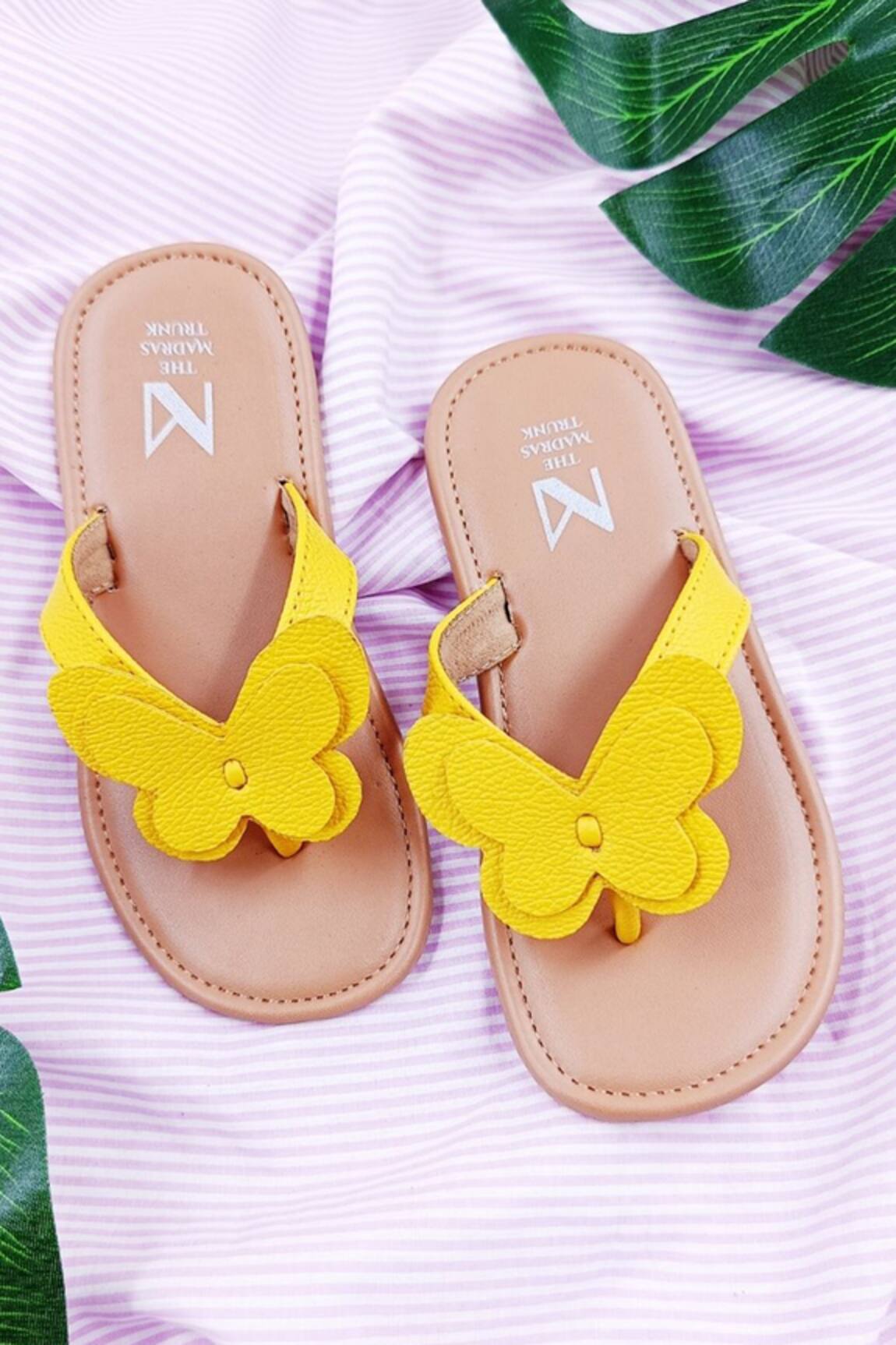 The Madras Trunk Fluffy Butterfly Magic Strap Sandals