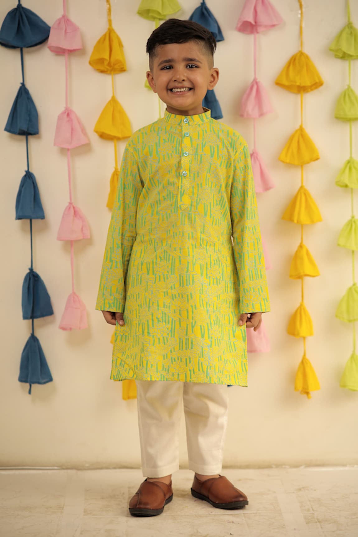 Tiny Colour Clothing Hand Block Print Kurta & Pyjama Co-ord Set