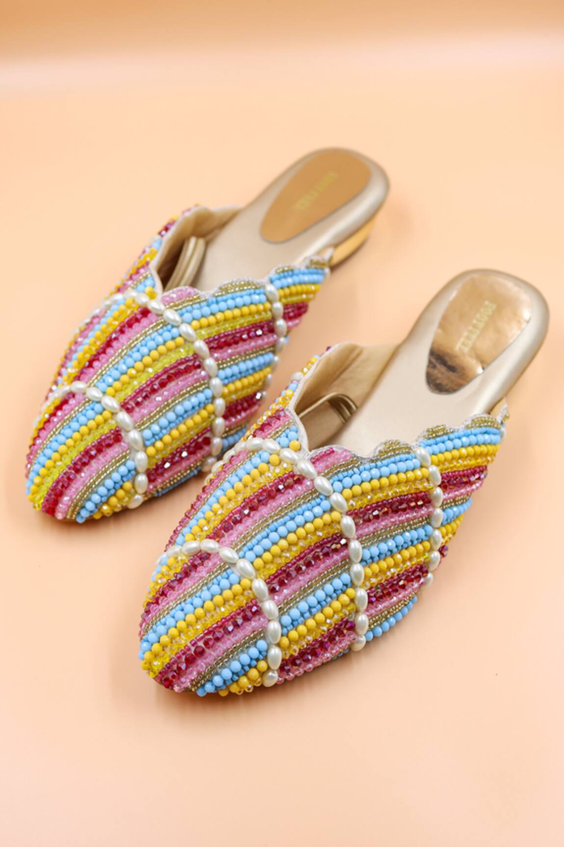 Foot Fuel Ava Bead Embellished Mules 
