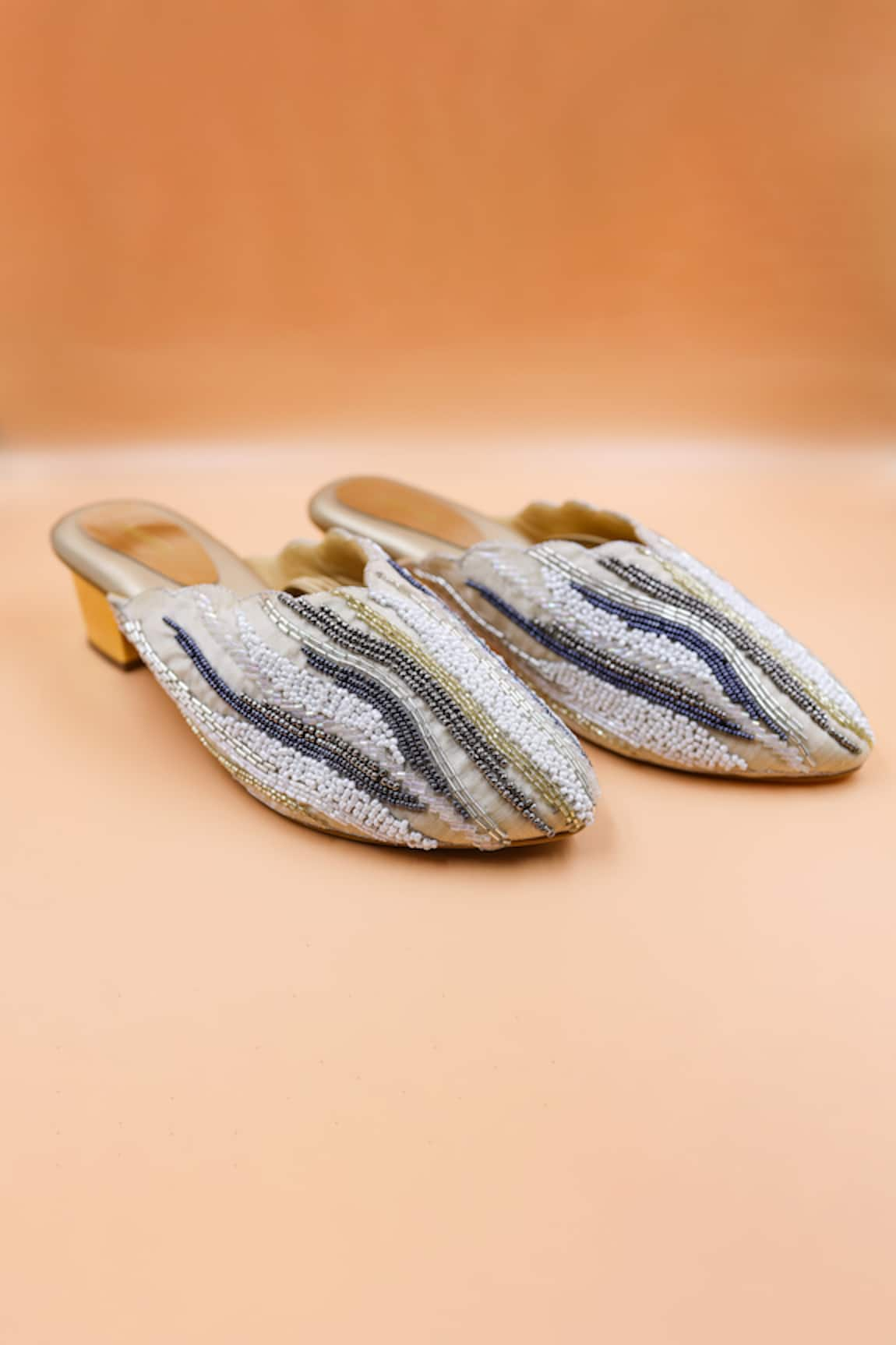 Foot Fuel Amelia Bead Wave Embellished Mules