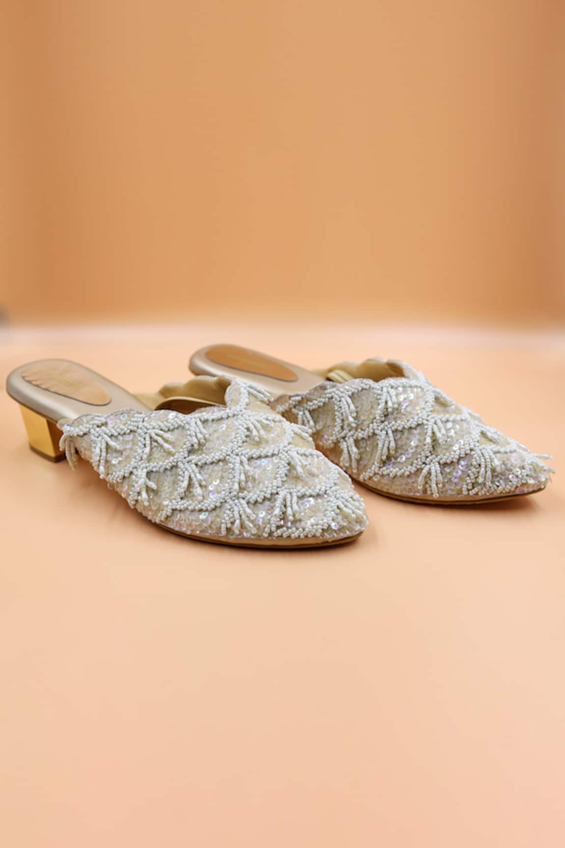 Foot Fuel Zoey Bead Scallop Embellished Mules