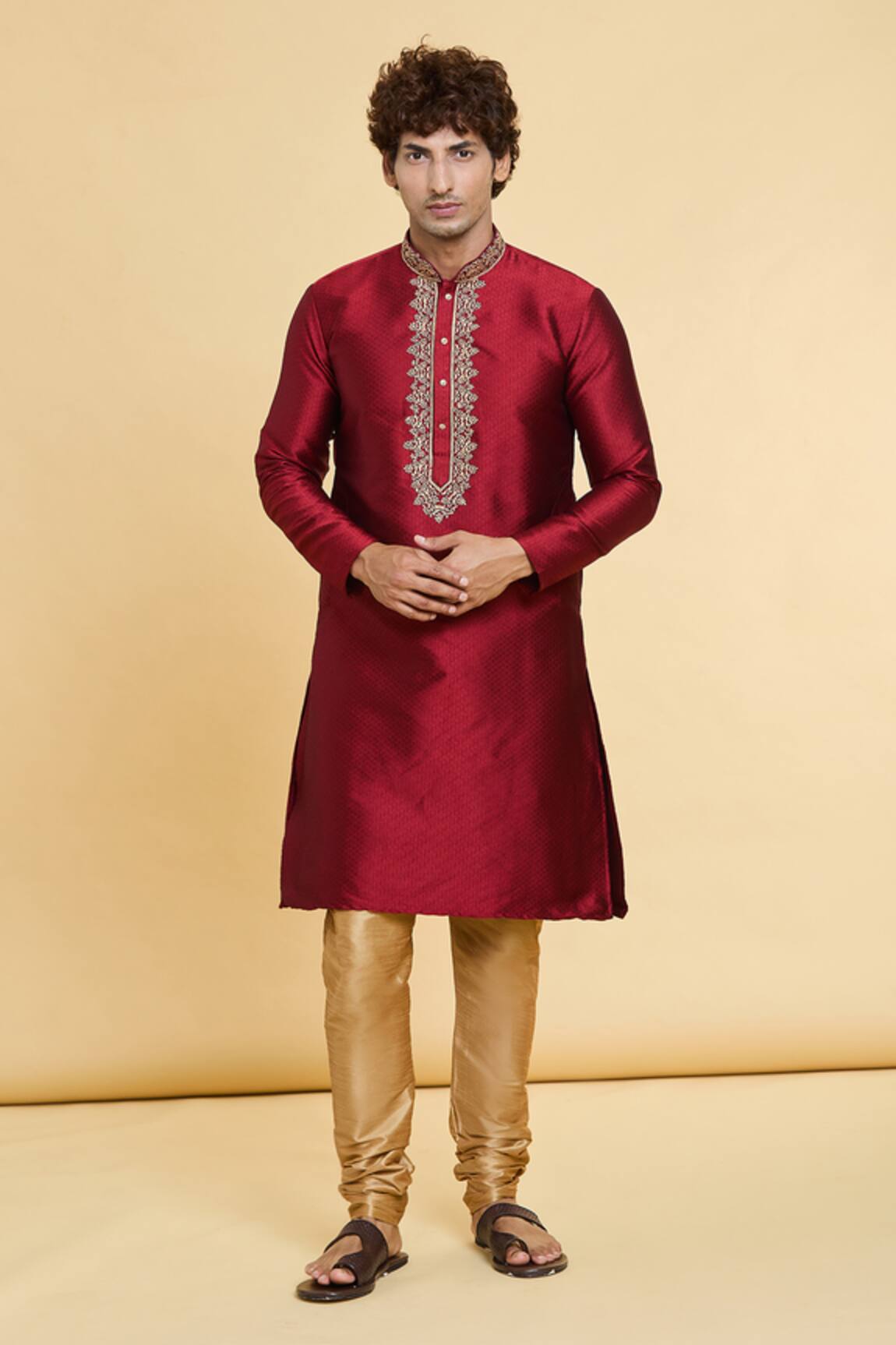 Arihant Rai Sinha Floret Embroidered Placket Kurta 