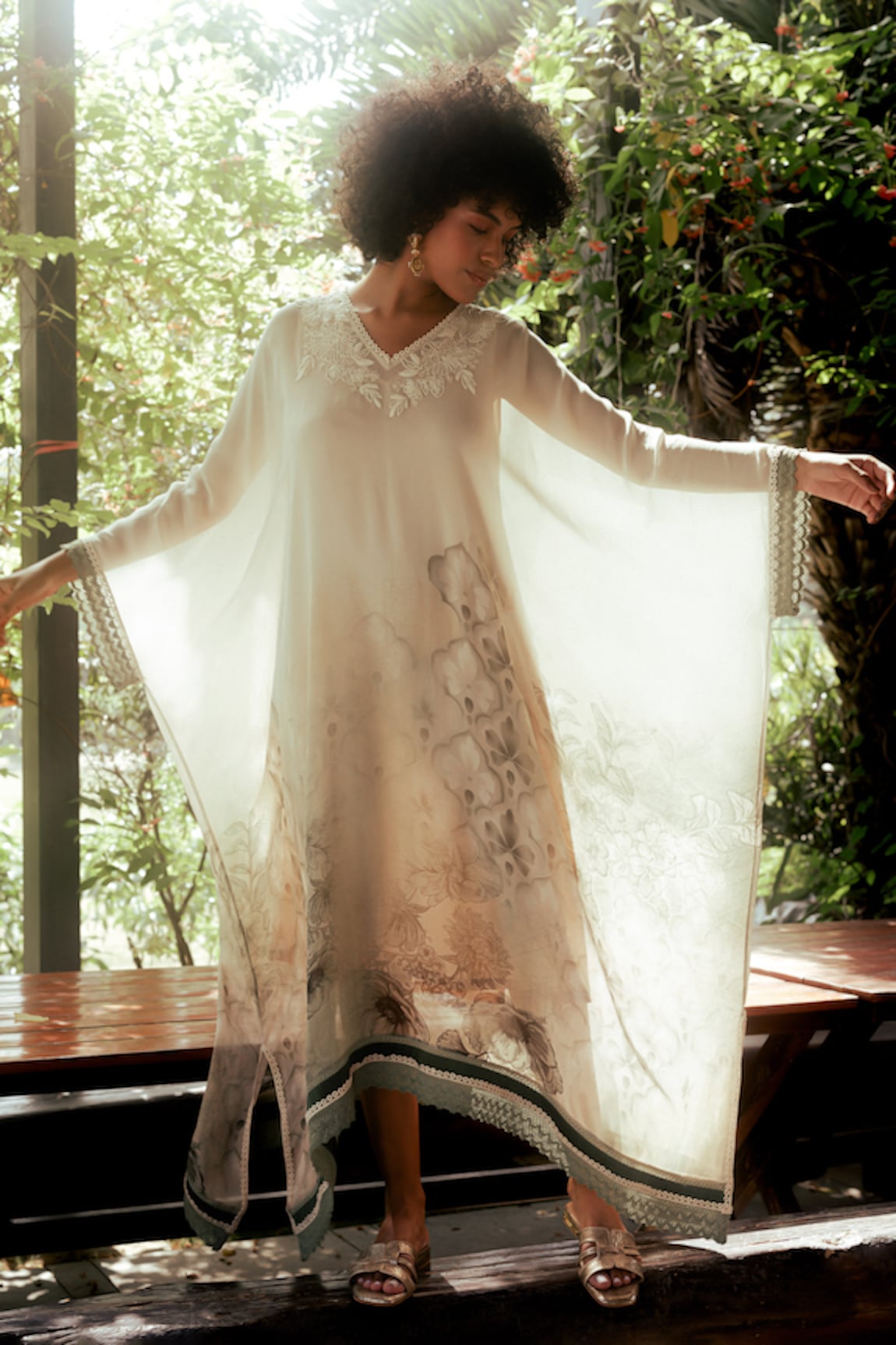 Varun Bahl Minimal Floral Print Kaftan