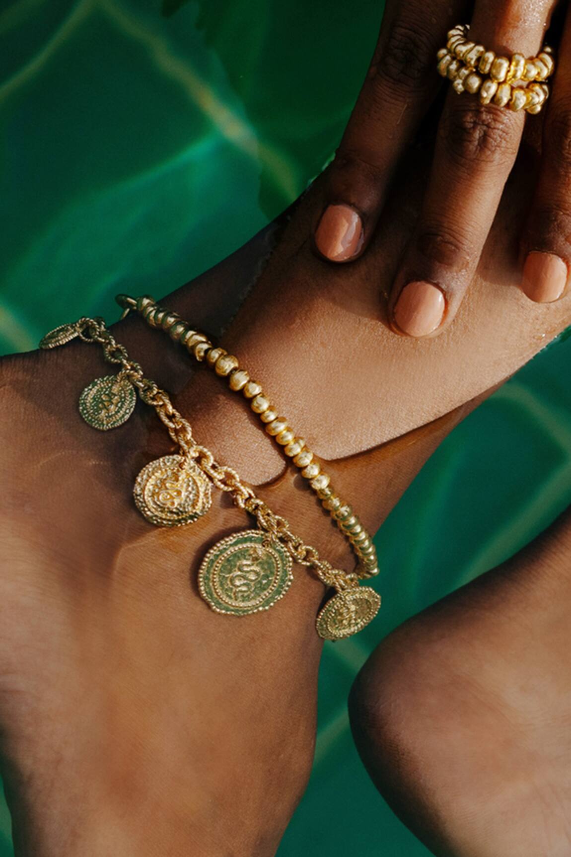 Arvino Molten Metal Beaded Anklet 