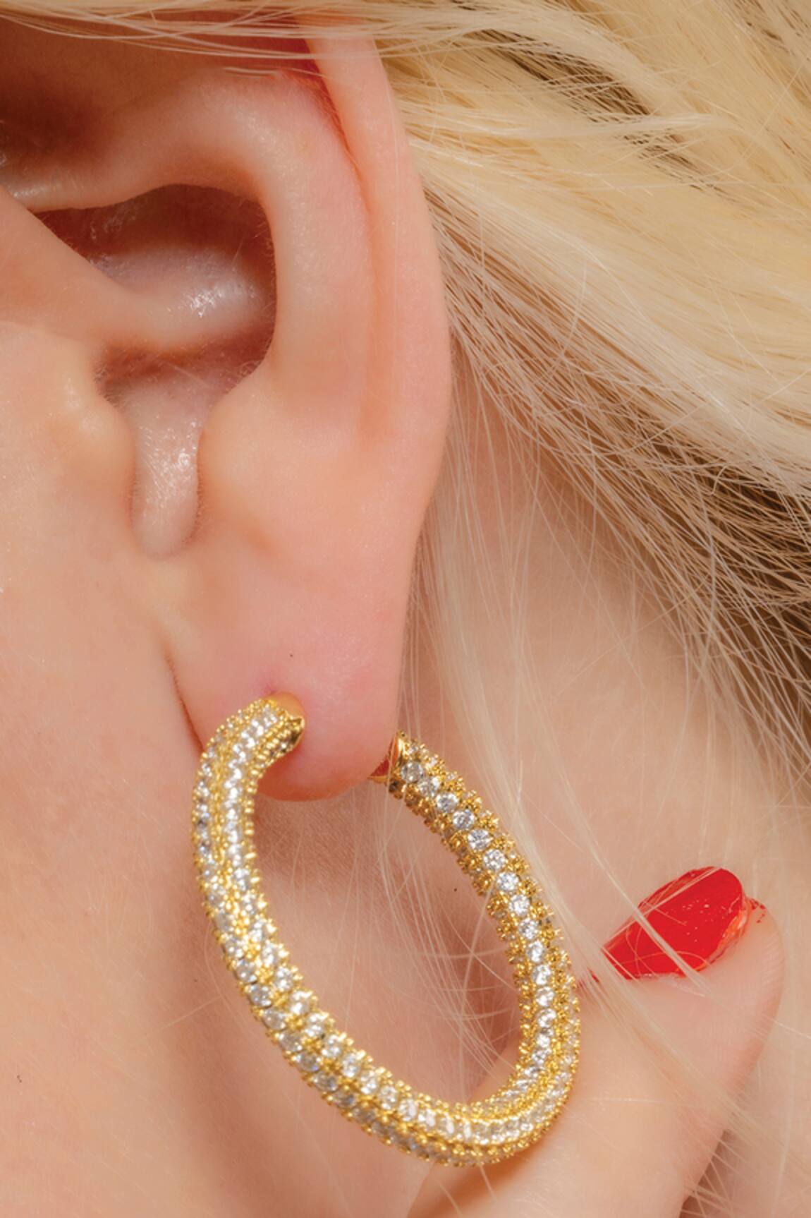 Arvino Cubic Zirconia Studded Hoops 