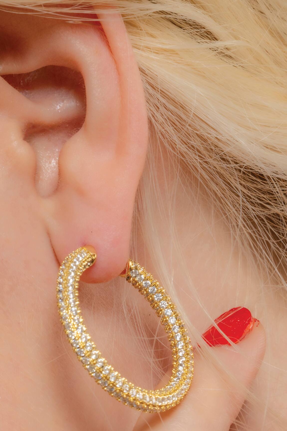 Arvino Cubic Zirconia Studded Huggie Hoops 