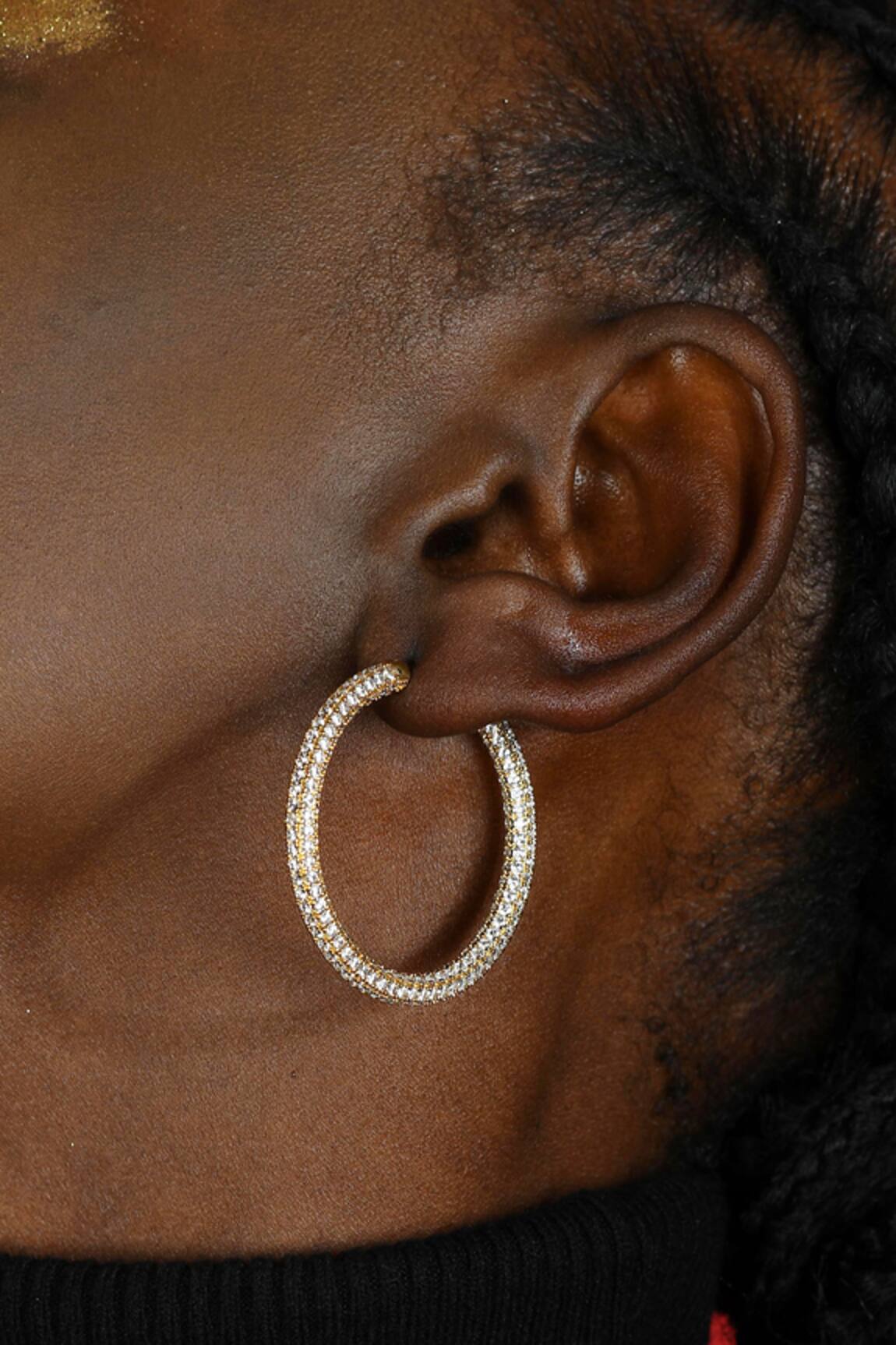 Arvino Cubic Zirconia Studded Glitzy Hoops 