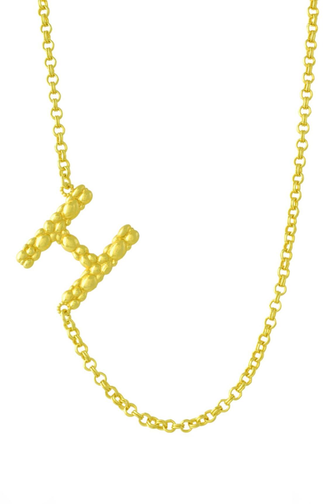 Arvino Recycled Bronze H Shaped Charm Pendant Necklace