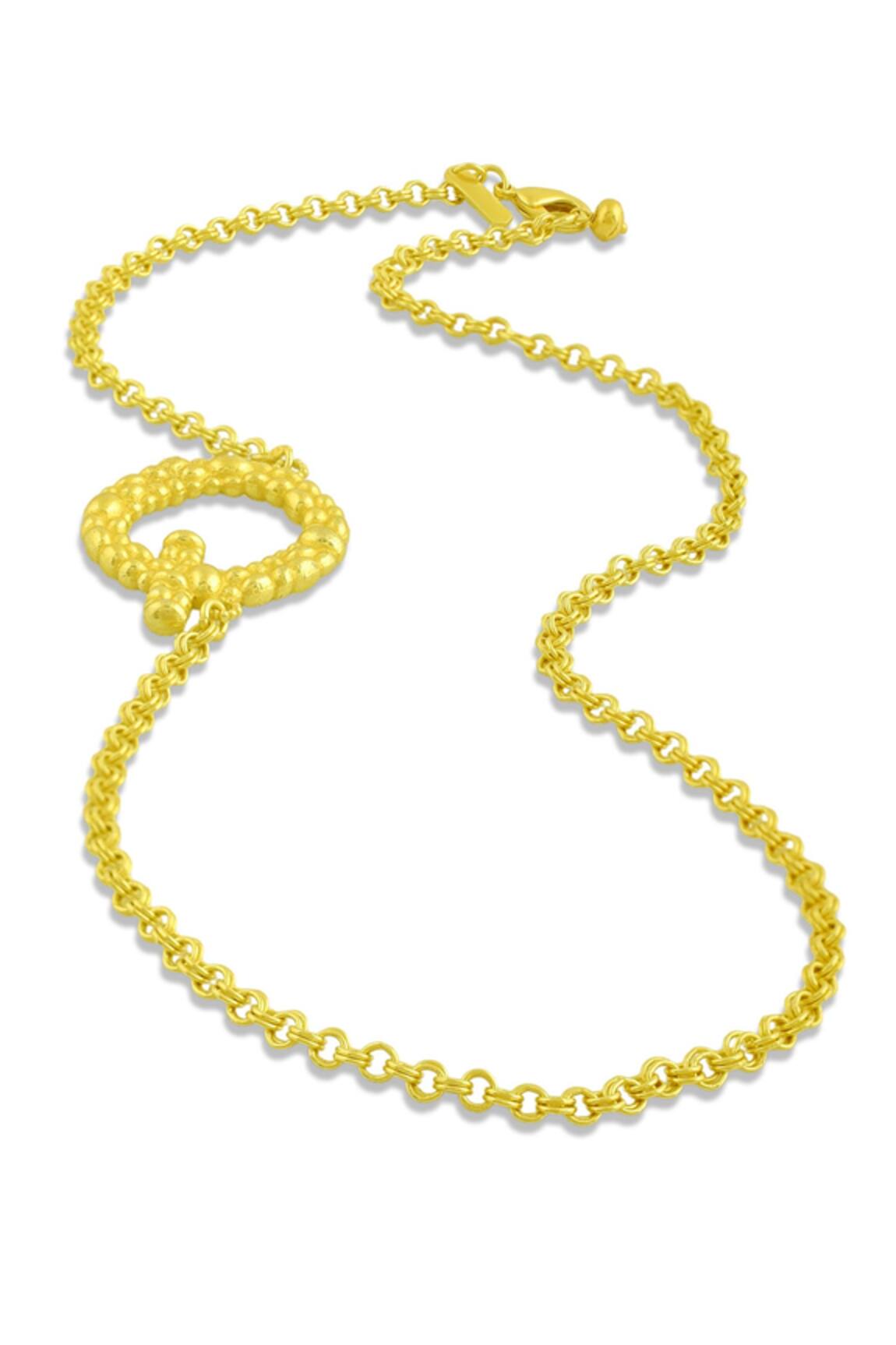 Arvino Recycled Bronze Q Shaped Charm Pendant Necklace