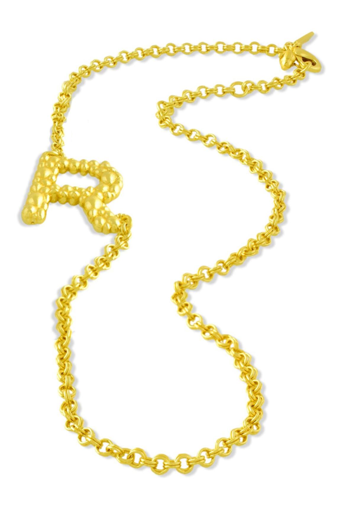 Arvino Recycled Bronze R Shaped Charm Pendant Necklace