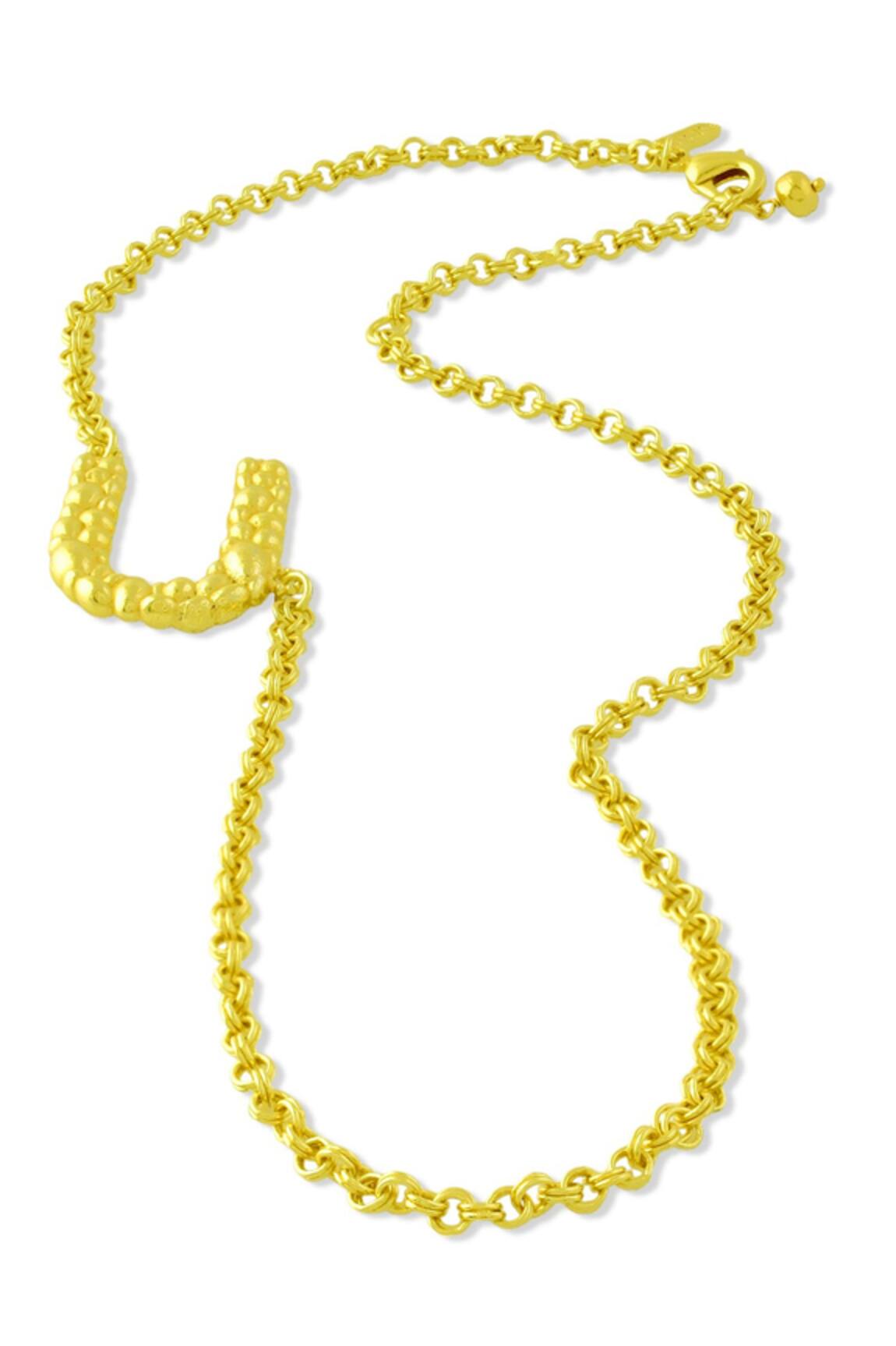 Arvino Recycled Bronze U Shaped Charm Pendant Necklace