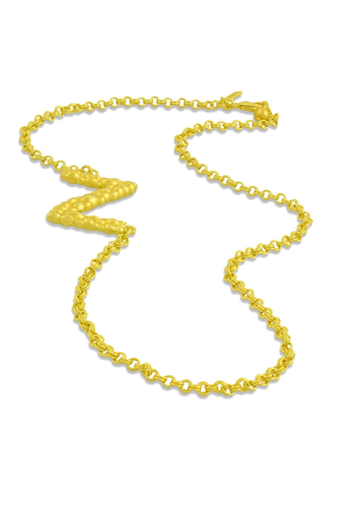 Arvino Recycled Bronze Z Shaped Charm Pendant Necklace