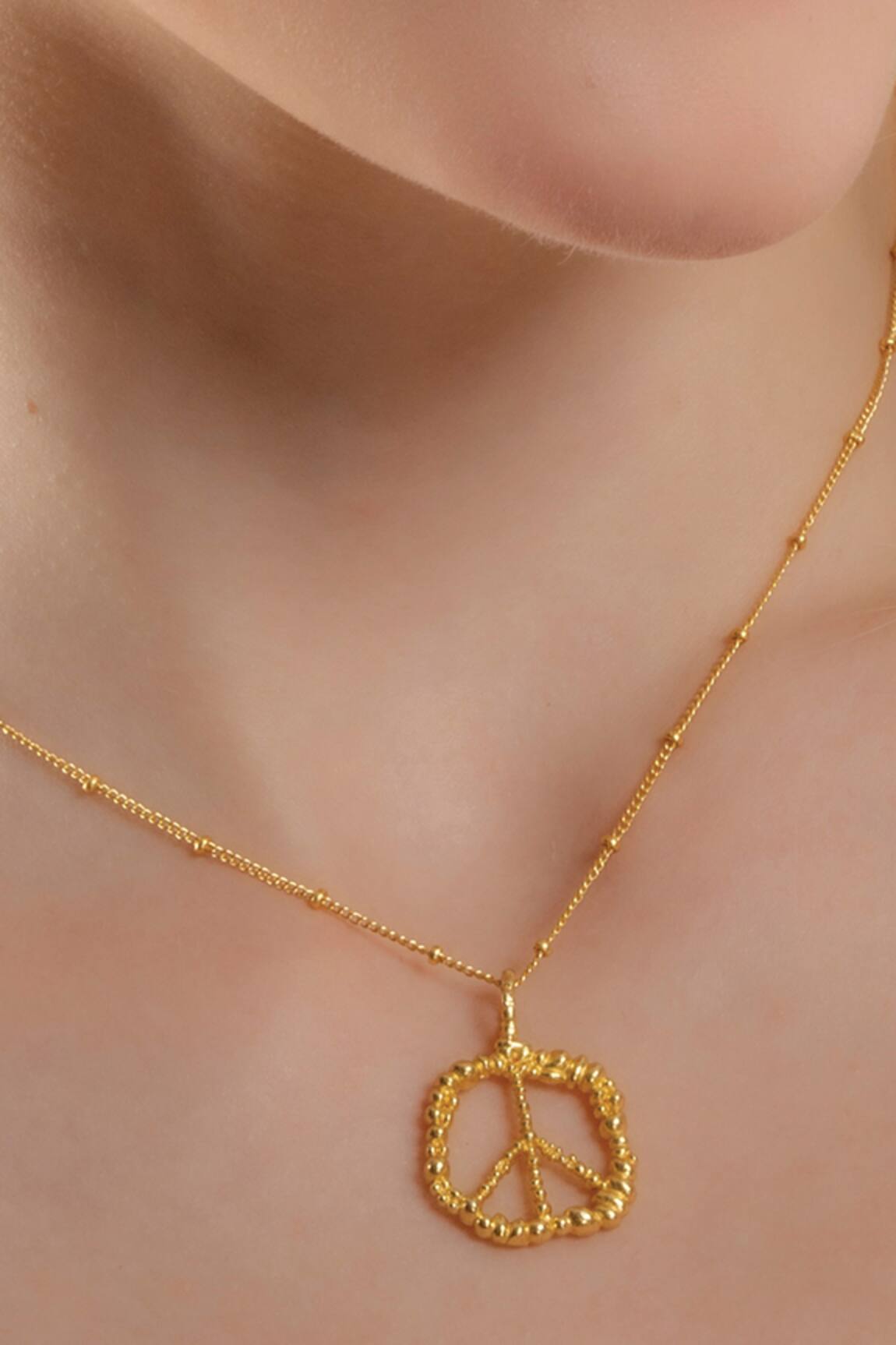 Arvino Recycled Bronze Peace Shaped Charm Pendant Necklace