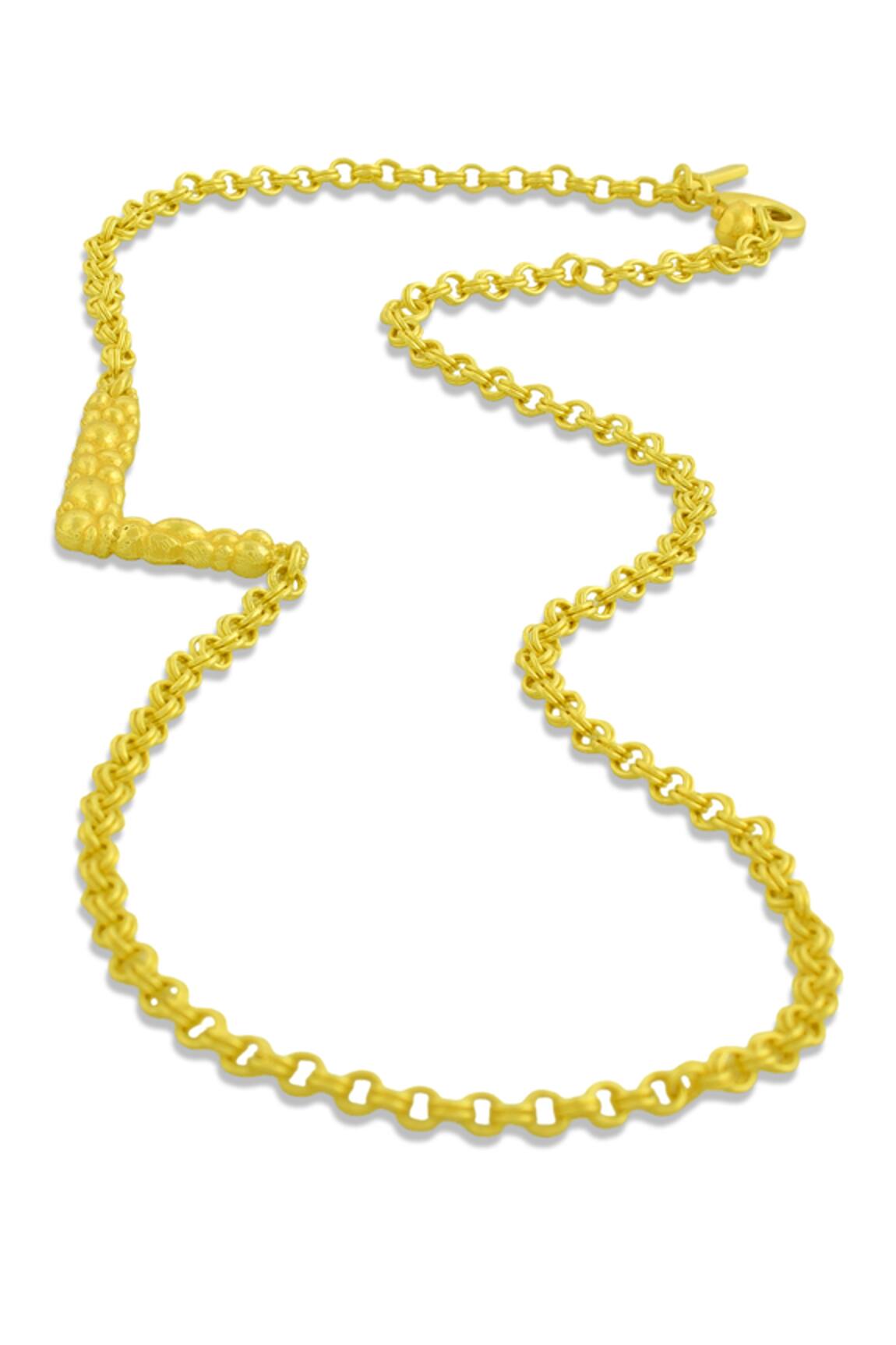 Arvino Recycled Bronze L Shaped Charm Pendant Necklace