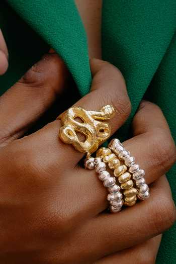 Arvino Recycled Bronze Cobra Snake Carved Ring 