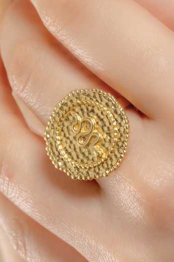 Arvino Textured Snake Carved Coin Shaped Ring 