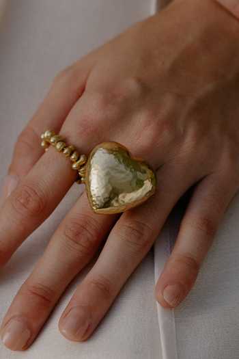 Arvino Recycled Bronze Chunky Textured Heart Ring 