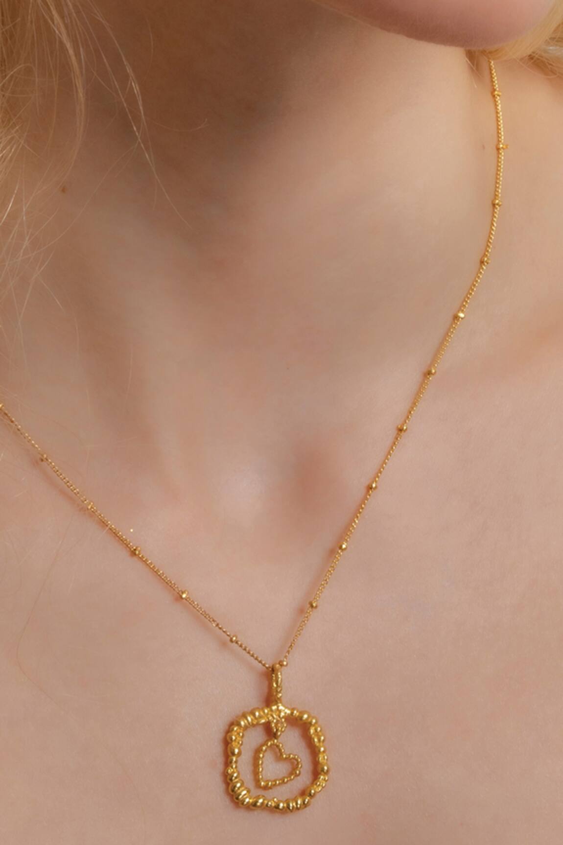 Arvino Granulated Love Charm Necklace 