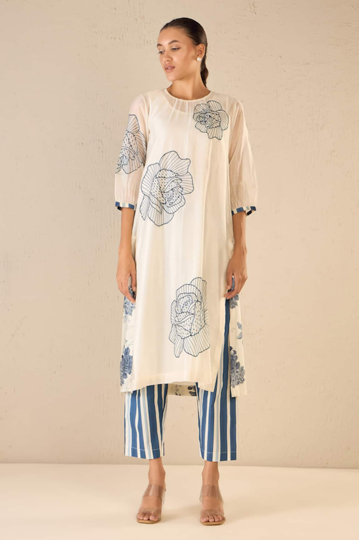 Shivani Bhargava Rose Ballad Chanderi Floral Pattern Kurta