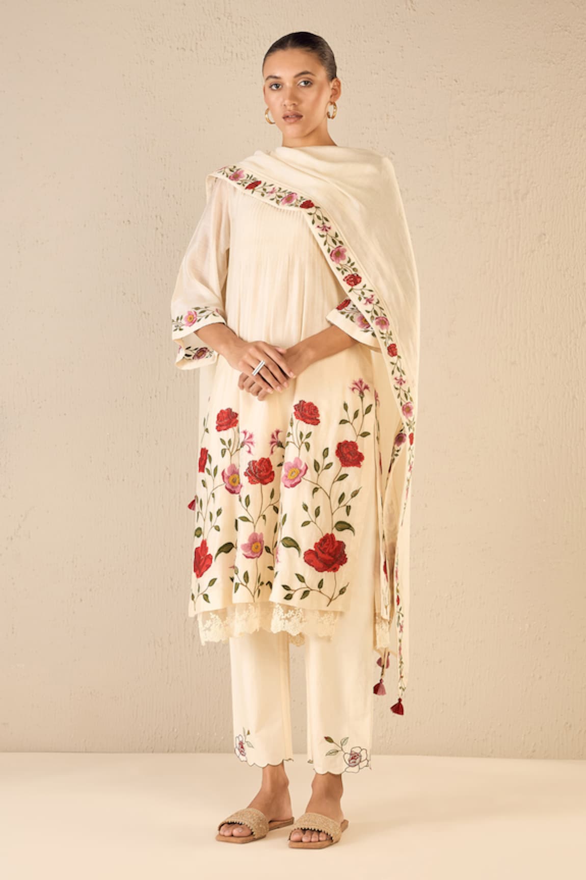 Shivani Bhargava Gardenia Charm Chanderi Embroidered Kurta