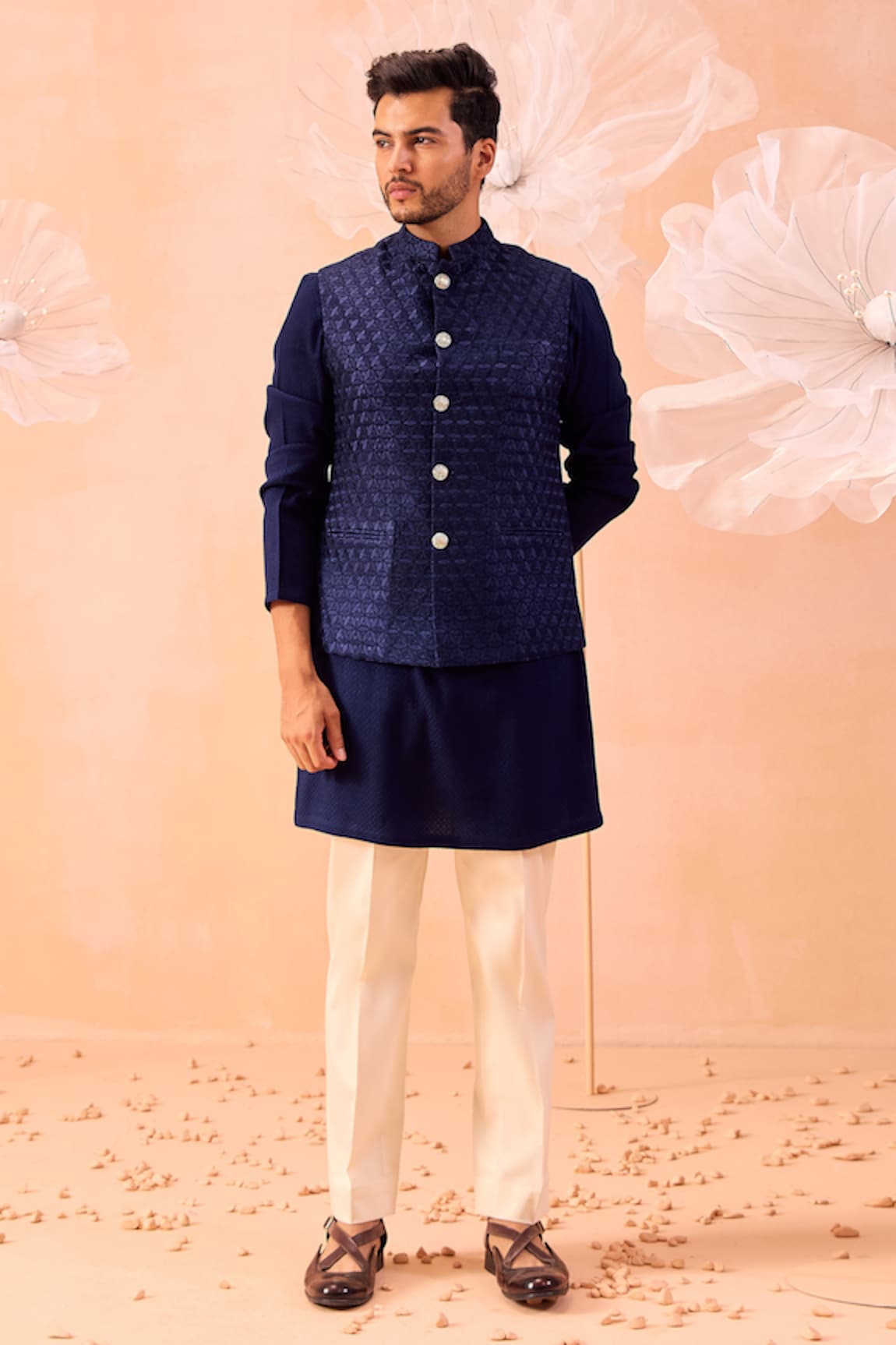 Contrast By Parth Majestic Hand Embroidered Nehru Jacket & Kurta Set