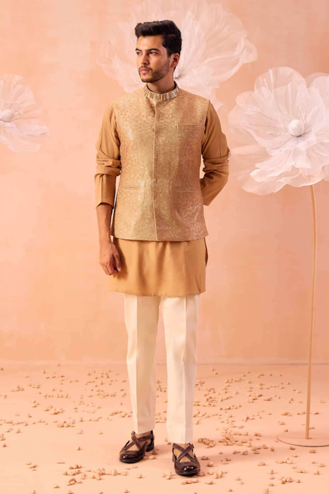 Contrast By Parth Khwaab Hand Embroidered Nehru Jacket & Kurta Set