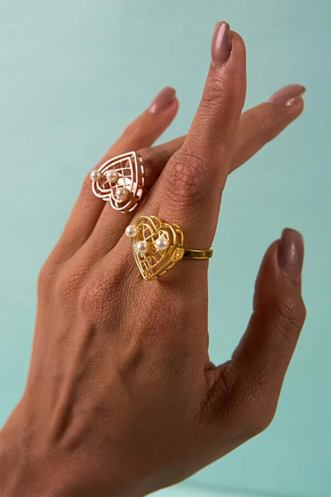 Esme by Aashna Dalmia Heartbeat Hue Pearl Embellished Cutwork Ring