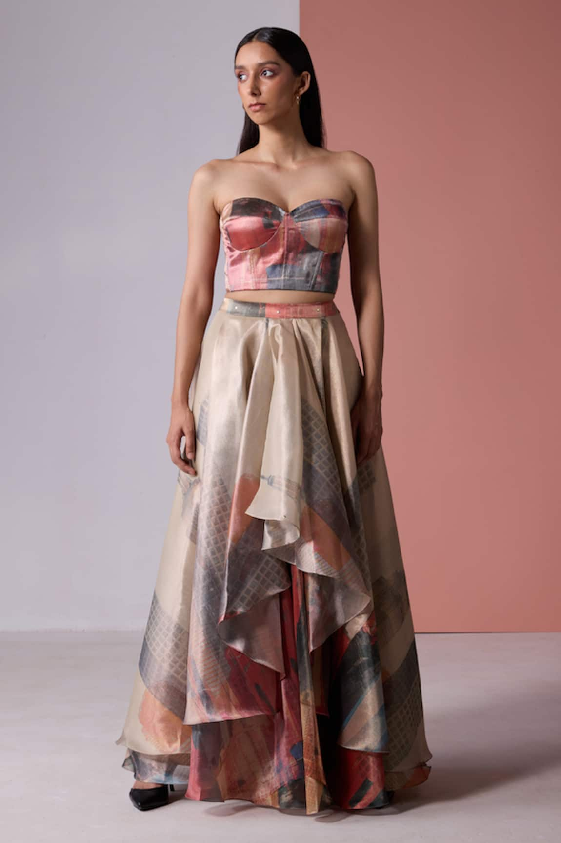 JYOTI SACHDEV IYER New York Print Draped Skirt With Corset