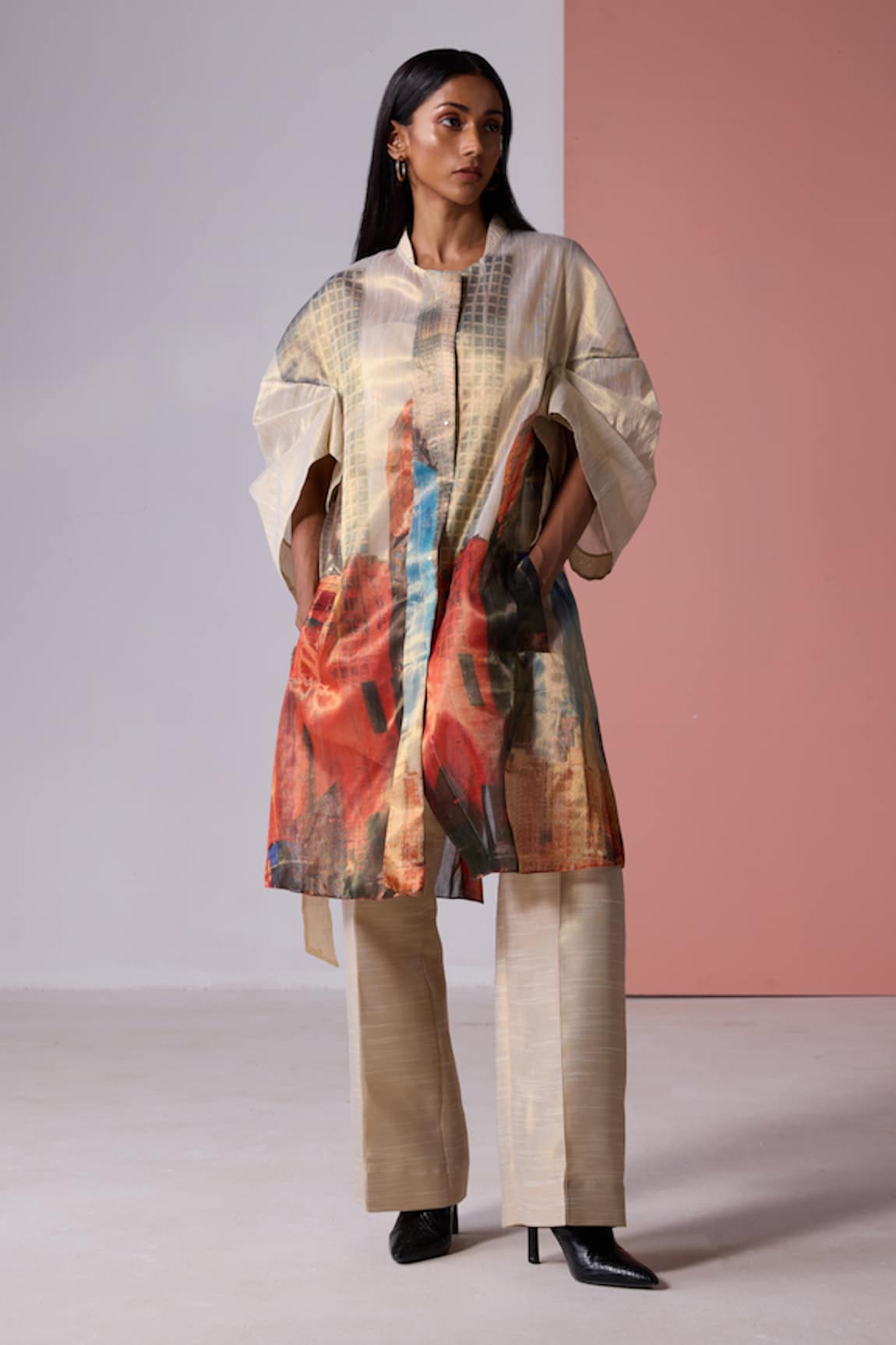 JYOTI SACHDEV IYER New York Print Trench Jacket With Pant Set