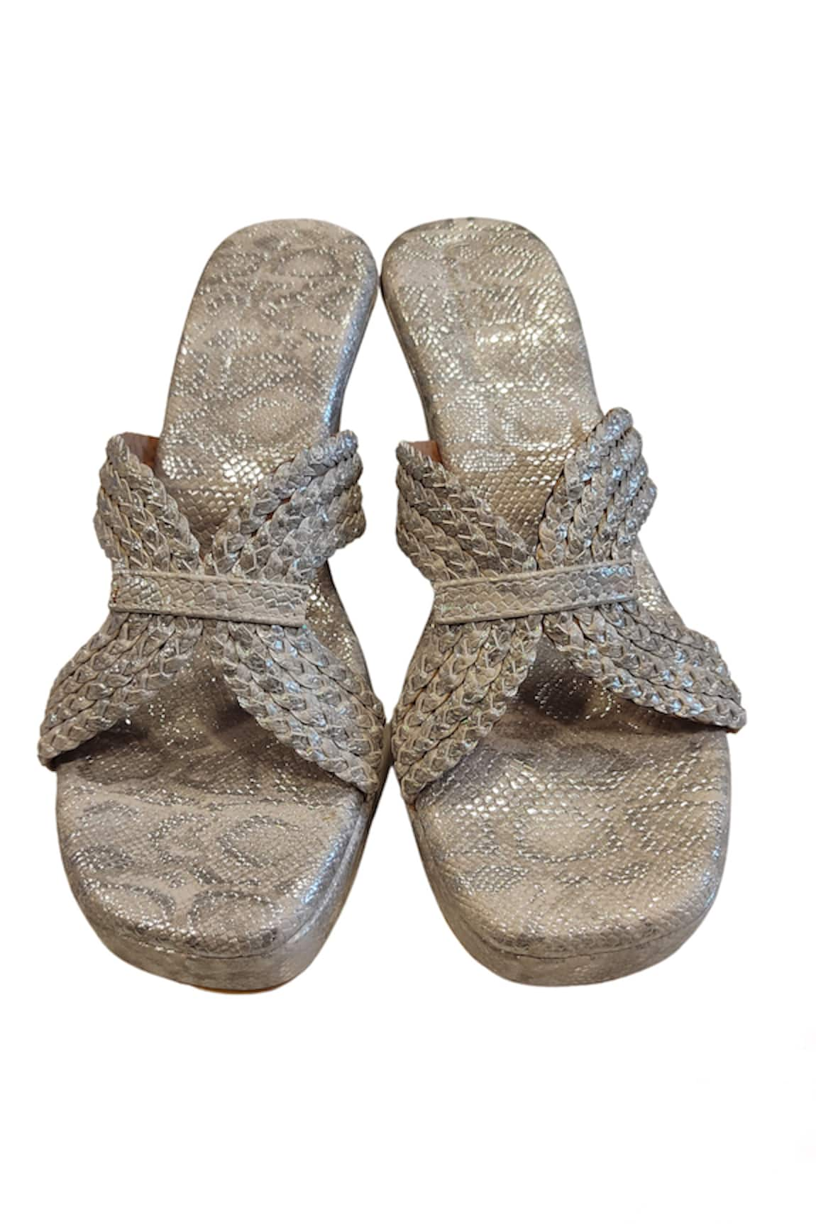 Cinderella by Heena Yusuf Braided Textured Woven Wedges