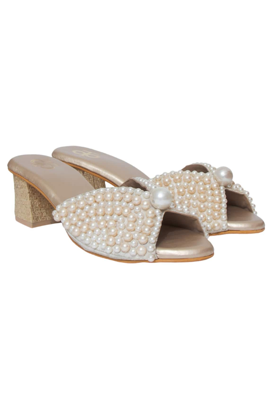 Kkarma Bhakti Pearl Embellished Block Heels